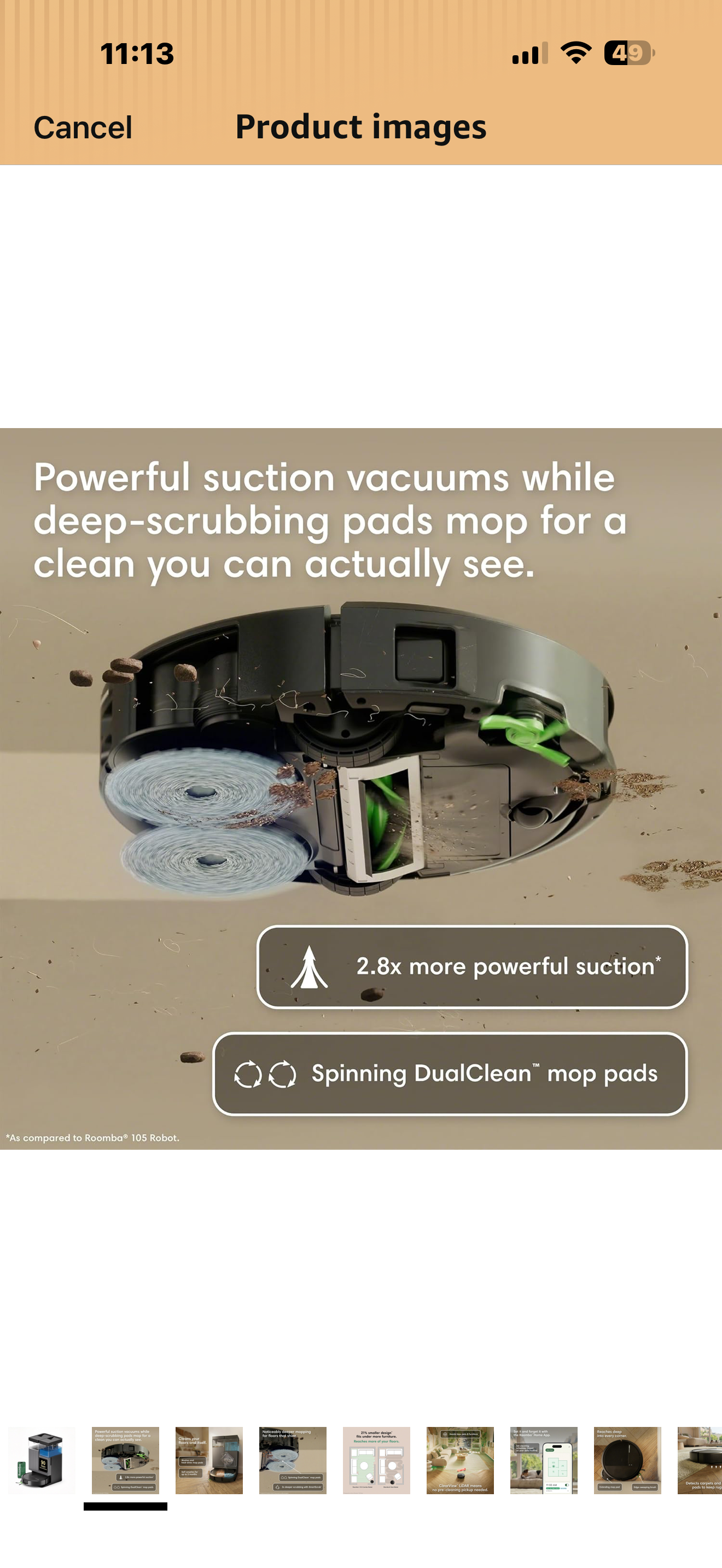 iRobot Roomba Plus 415X Combo Robot Vacuum & Mop + AutoWash Dock, Self‑Cleaning & Heated Dry, Auto‑Empty up to 90 Days, 140x Power-Lifting Suction, 2X Deeper Mopping, Ideal for Homes with Pets & Kids

Brand iRobot
Model Name 415X
Surface Recommendation Ca