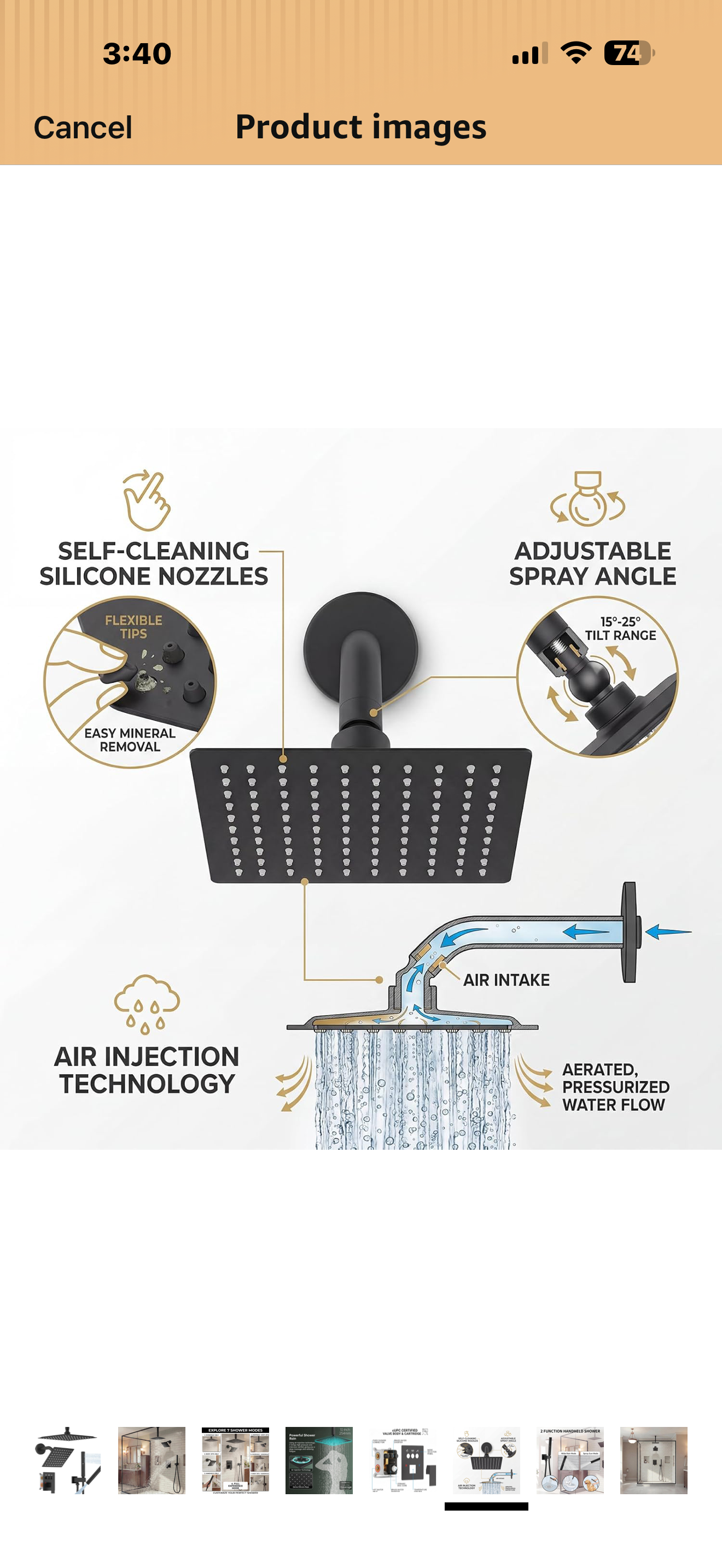 10 Inch Shower Faucet with Push Button Diverter Shower System, 2 in 1 Spray Handheld Showerhead, Ceiling Mount 10 Inch Shower Head with 6 Inch Wall Mount Shower Head Matte Black

Brand Hoimpro
Color Matte Black
Material Brass
Finish Type Painted
Number of