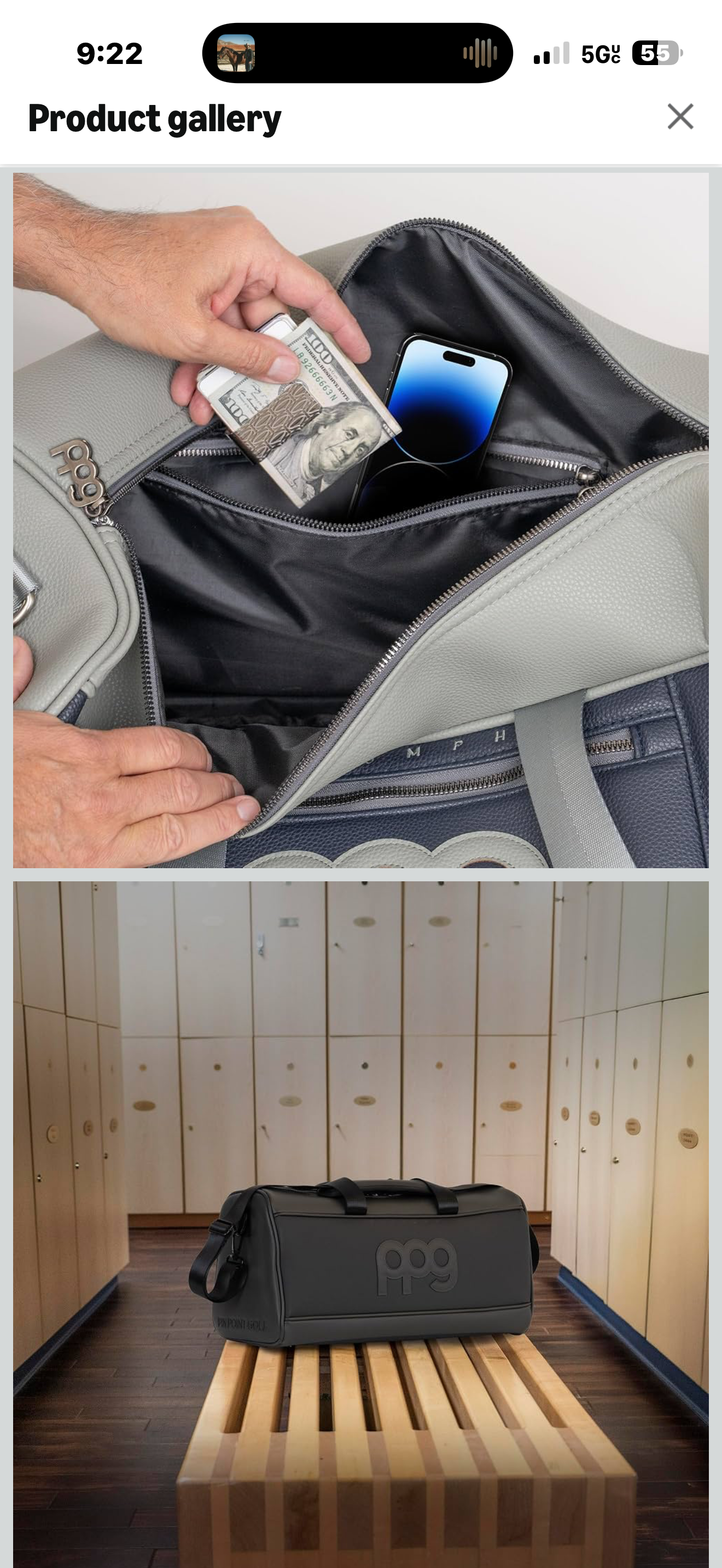 PPG Pin Point Golf Locker Room Boston Style Duffle Style Bag, Bonded Leather, Lightweight & Sturdy, Waterproof Liner, Carry Handle and Shoulder Strap, for Travel, Storage

Color: Onyx

Classic Boston-style design with a timeless rounded silhouette, crafte