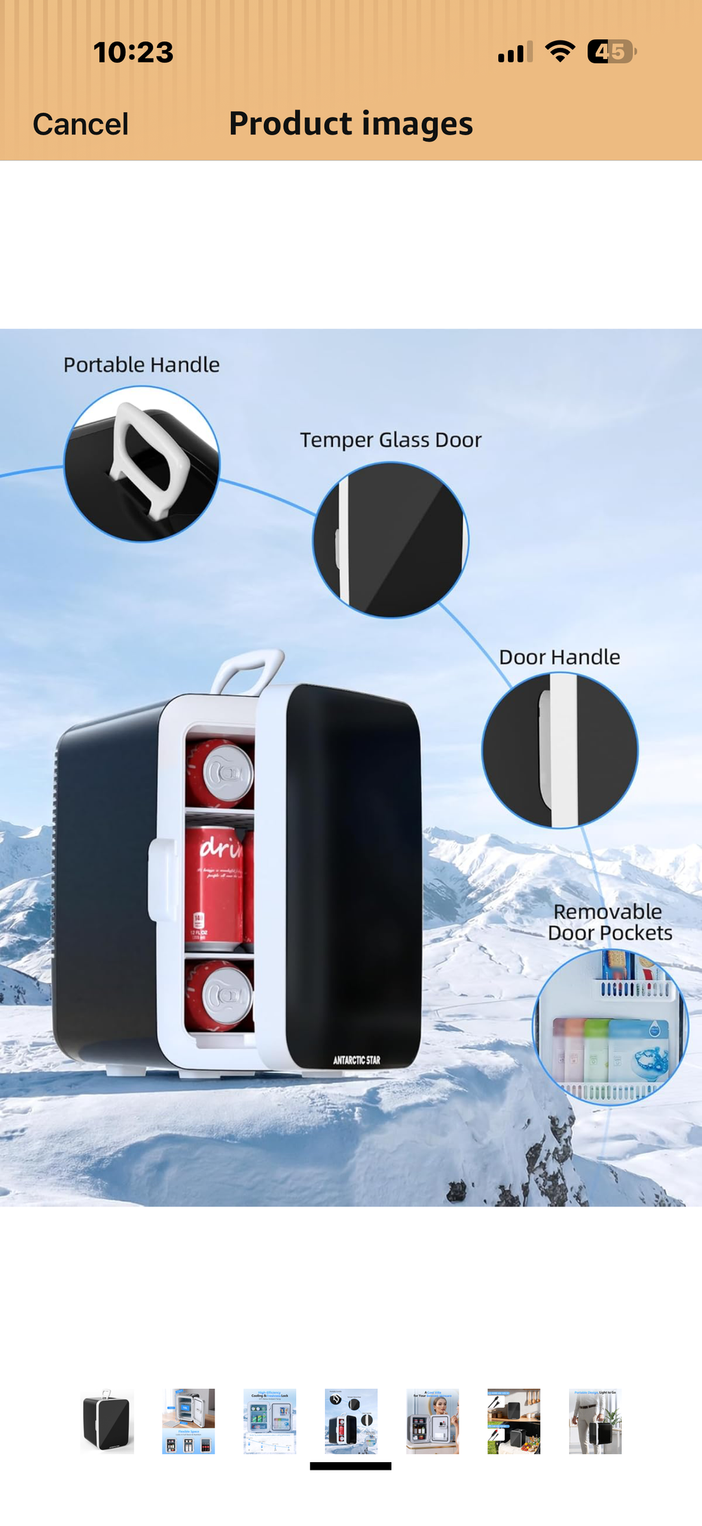 Antarctic Star 10L Compact Mini Fridge, Portable Small Refrigerator with AC/DC Dual Power, Thermoelectric Cooler for Beverage, Skincare, Food, Bedroom, Office, Dorm & Car, Black

Top highlights
Product Dimensions 12.9"D x 9.9"W x 14"H
Brand Antarctic Star