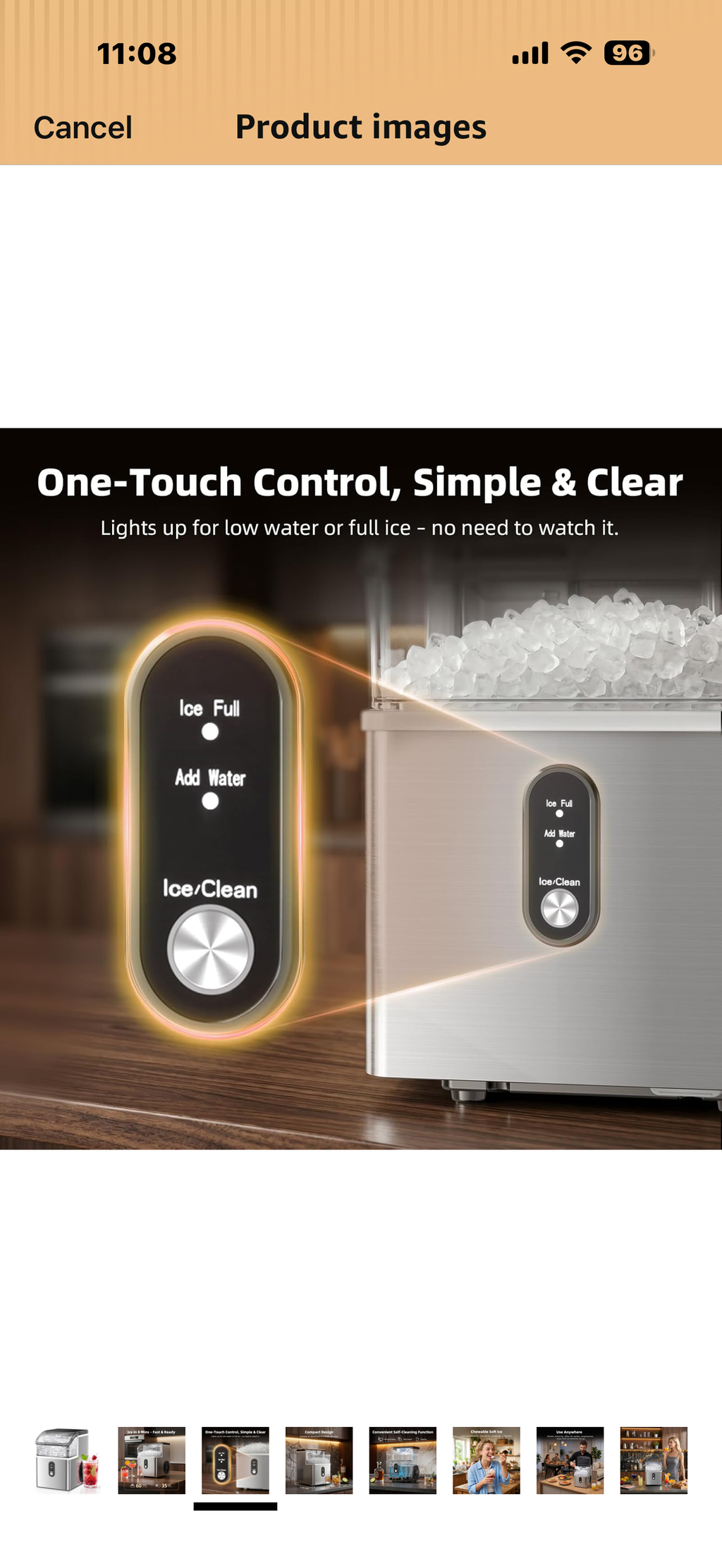 Antarctic Star Nugget Ice Maker Countertop, 35lbs/24H Ice Machine, Soft Chewable Sonic Ice, Self-Cleaning, Fast Ice Ready in 8 Minutes, Compact Design with Handle, Stainless Steel Silver

Size:
35Lbs/24H
Number of Items:
1
Color: Stainless Steel Silver

B