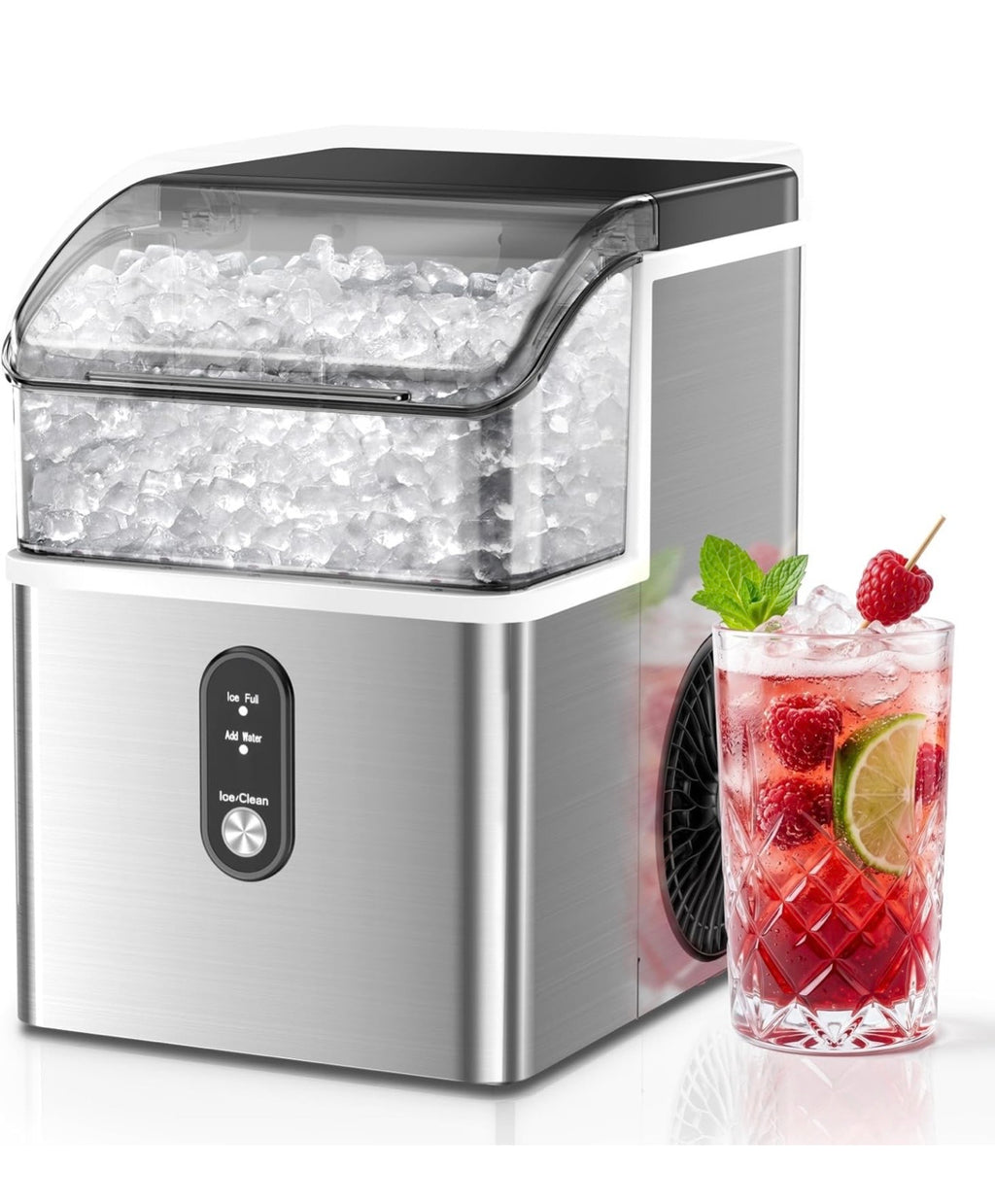 Antarctic Star Nugget Ice Maker Countertop, 35lbs/24H Ice Machine, Soft Chewable Sonic Ice, Self-Cleaning, Fast Ice Ready in 8 Minutes, Compact Design with Handle, Stainless Steel Silver

Size:
35Lbs/24H
Number of Items:
1
Color: Stainless Steel Silver

B