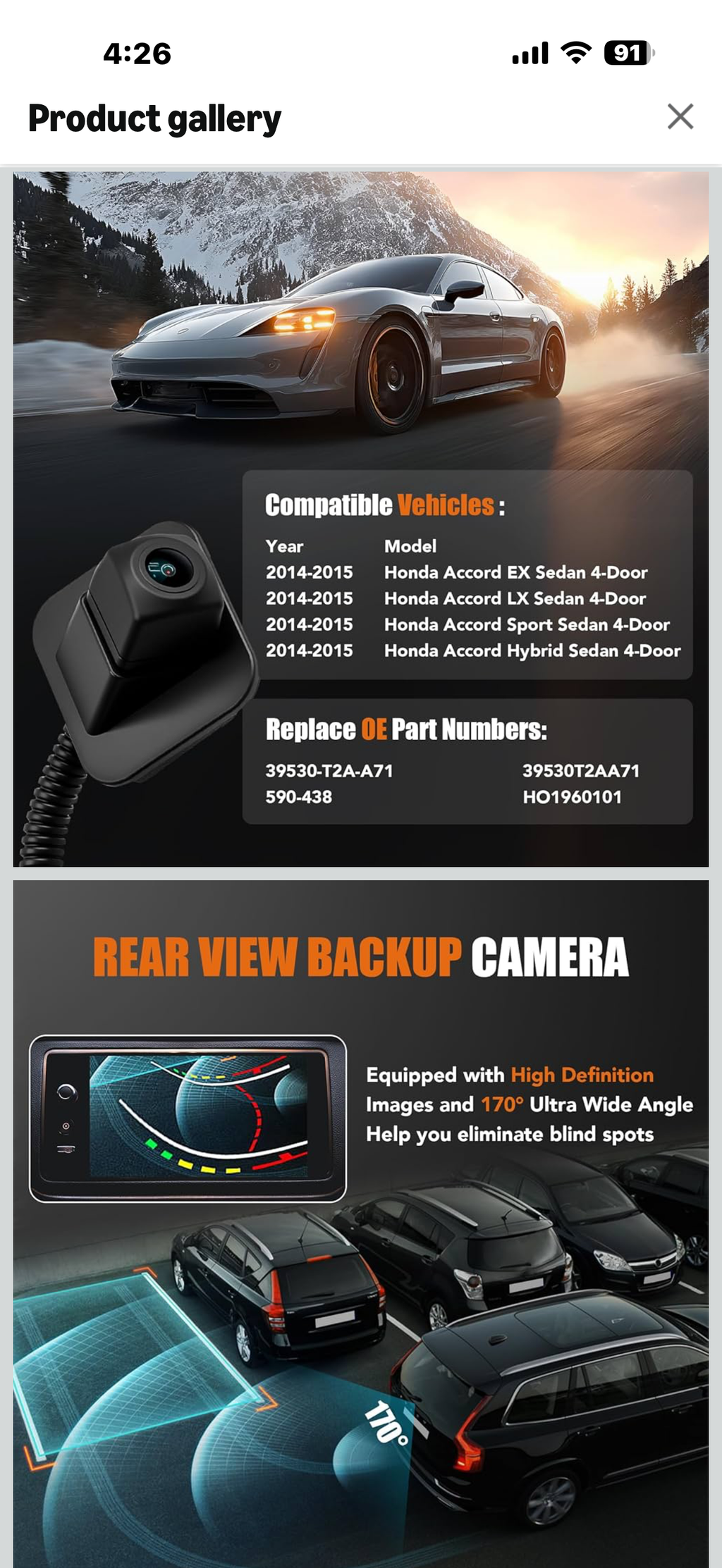 LCWRGS Reverse Backup Camera Compatible with 2014 2015 Honda Accord Sedan EX LX Sport Hybrid HD Rear View Camera Parking Assist Replaces# 39530-T2A-A71, 590-438, 39530T2AA71, HO1960101

Brand LCWRGS
Screen Size 0.33 Inches
Product Dimensions 2.2"L x 2"W x