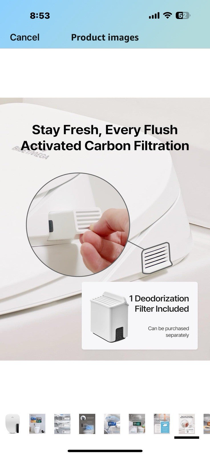 Coway Electronic Bidet Elongated Toilet Seat with Instantaneous Water Heating,