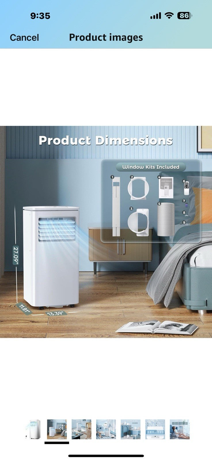 ZAFRO 10,000 BTU Portable Air Conditioner with Cool Dehumidify & Fan Modes