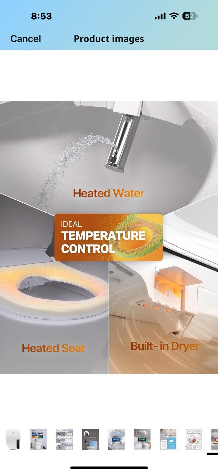Coway Electronic Bidet Elongated Toilet Seat with Instantaneous Water Heating,