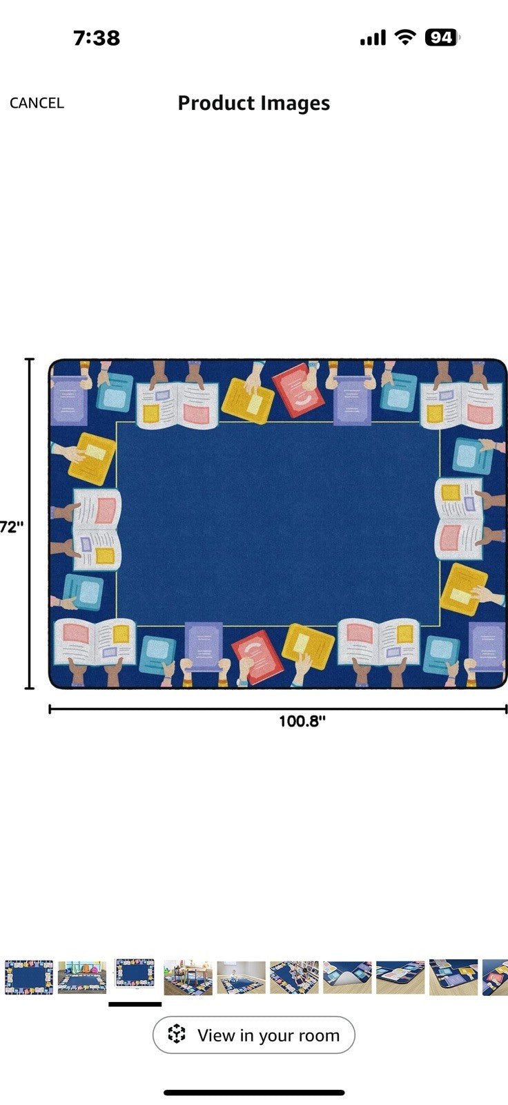 Flagship Carpets Book Border Multicolor Children's Educational Rug for 6' x 8'4"
