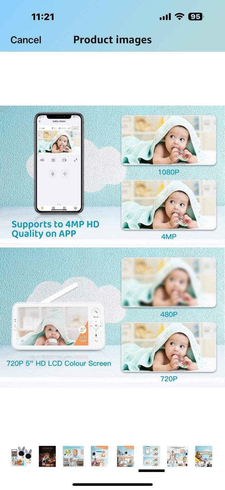 ARENTI Upgraded Smart 720P 5" HD Split-Screen Baby Monitor,4MP 2.4G&5G