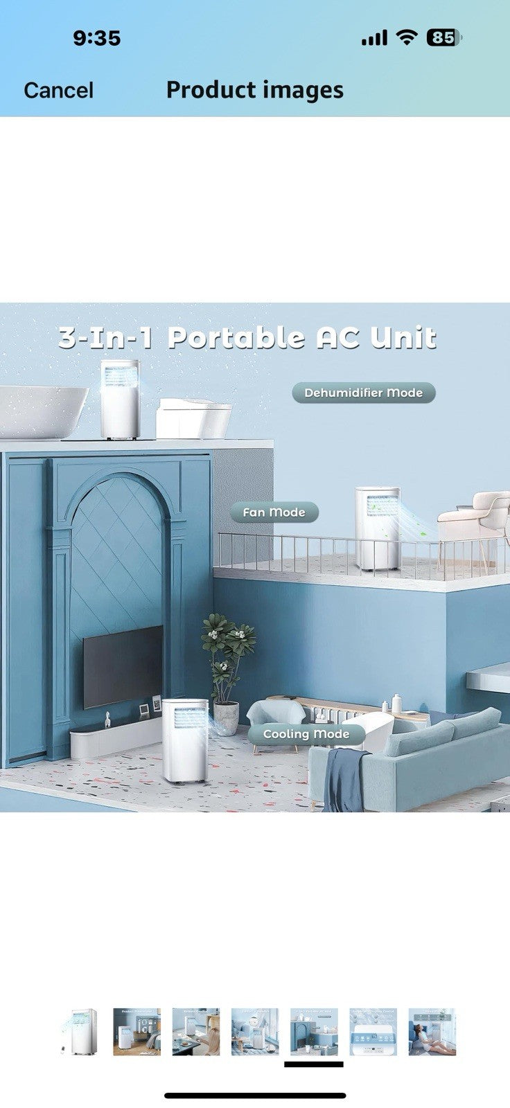 ZAFRO 10,000 BTU Portable Air Conditioner with Cool Dehumidify & Fan Modes