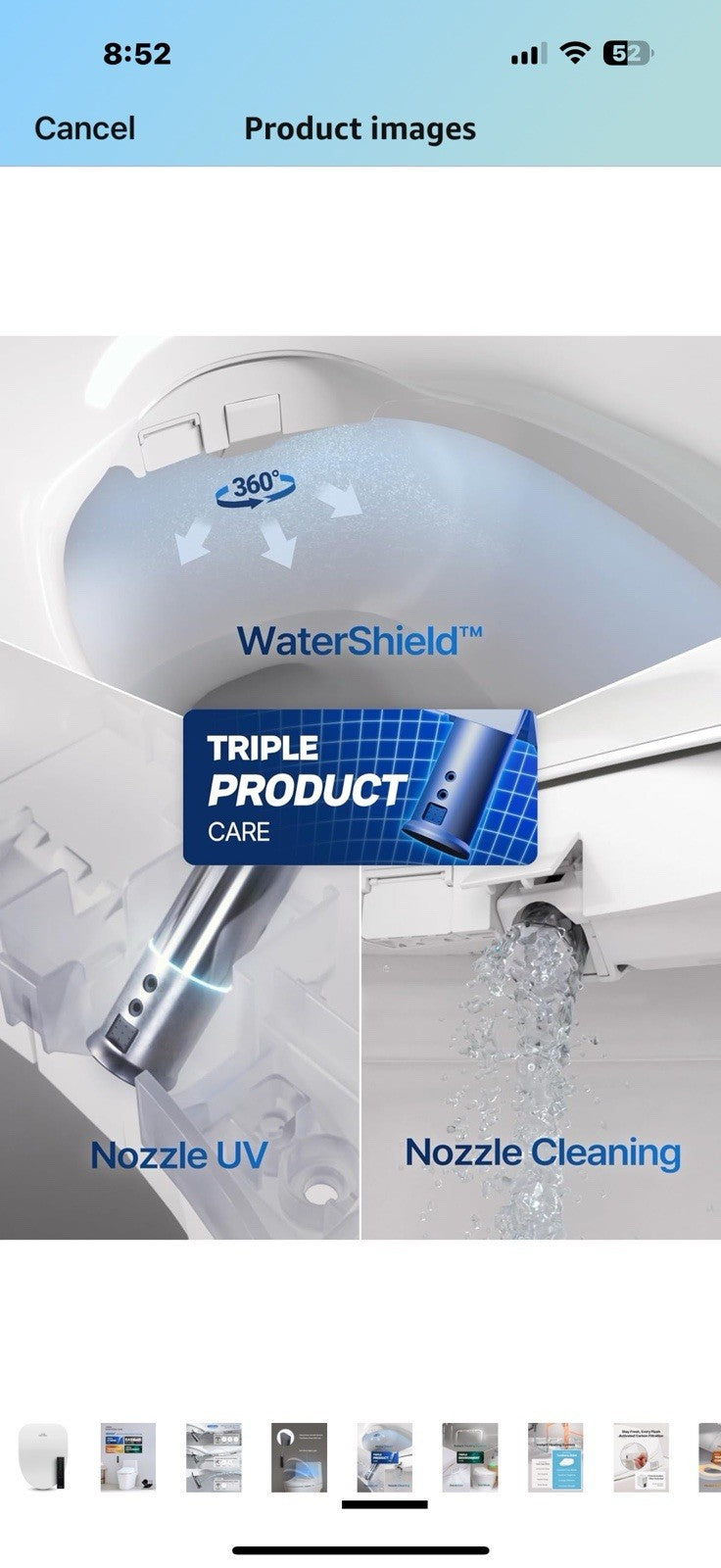 Coway Electronic Bidet Elongated Toilet Seat with Instantaneous Water Heating,
