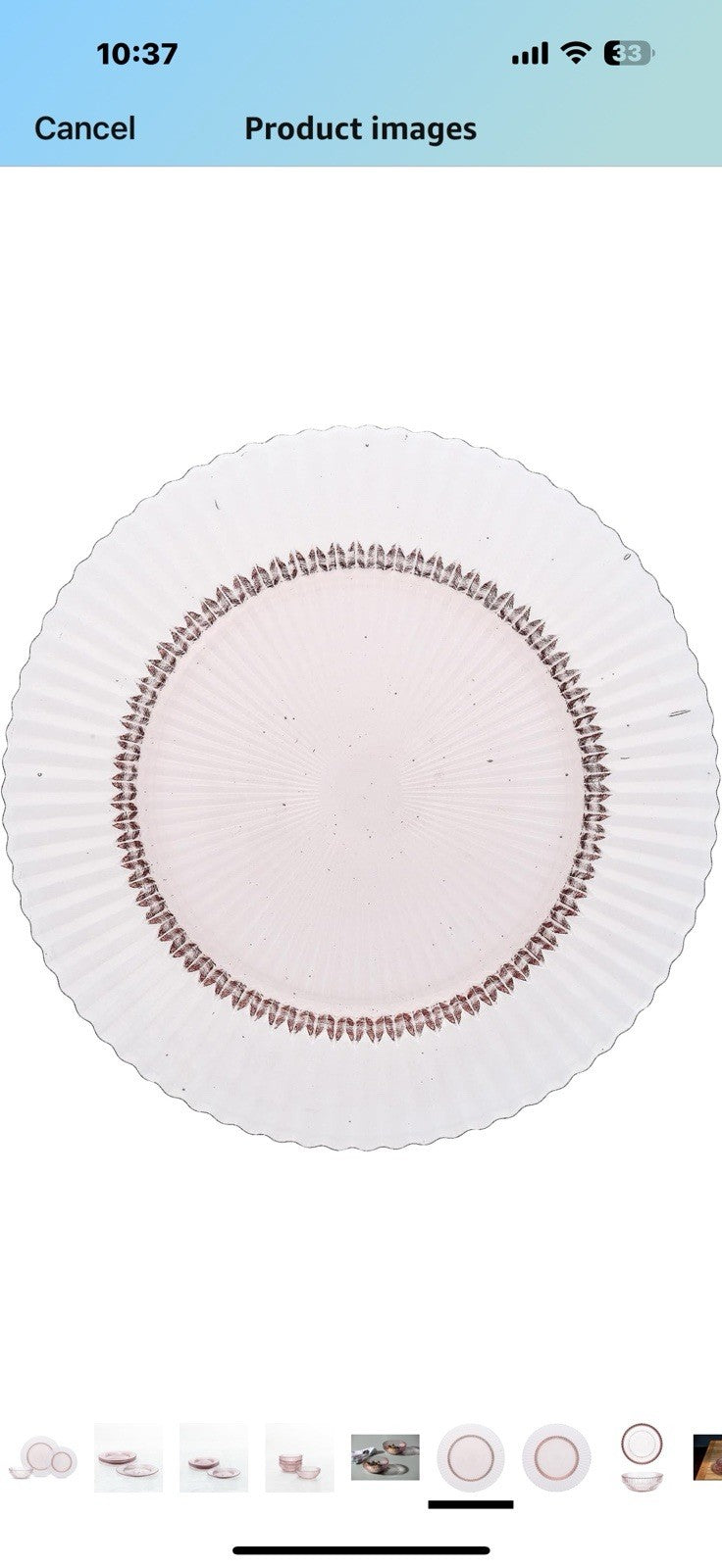 Fortessa Archie Glass 12 Piece Dinnerware Set, Service for 4, Pink