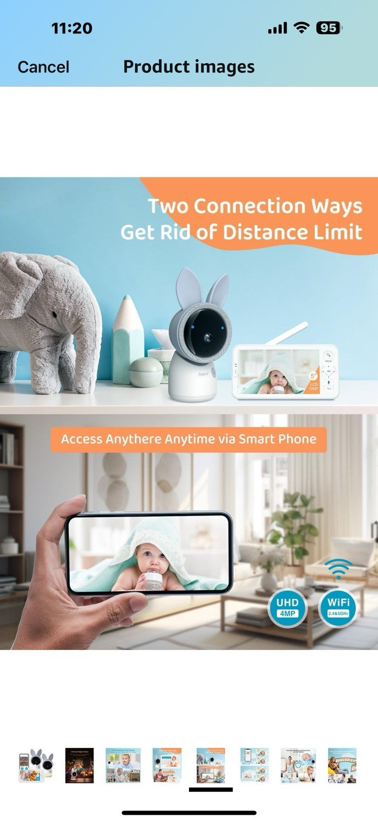 ARENTI Upgraded Smart 720P 5" HD Split-Screen Baby Monitor,4MP 2.4G&5G