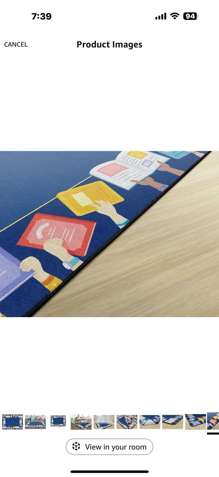 Flagship Carpets Book Border Multicolor Children's Educational Rug for 6' x 8'4"