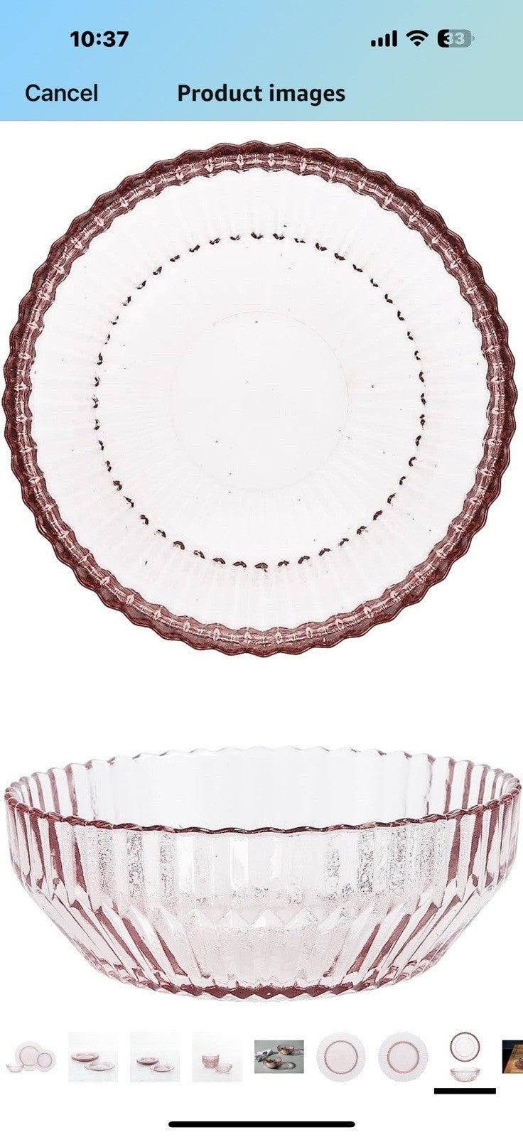 Fortessa Archie Glass 12 Piece Dinnerware Set, Service for 4, Pink