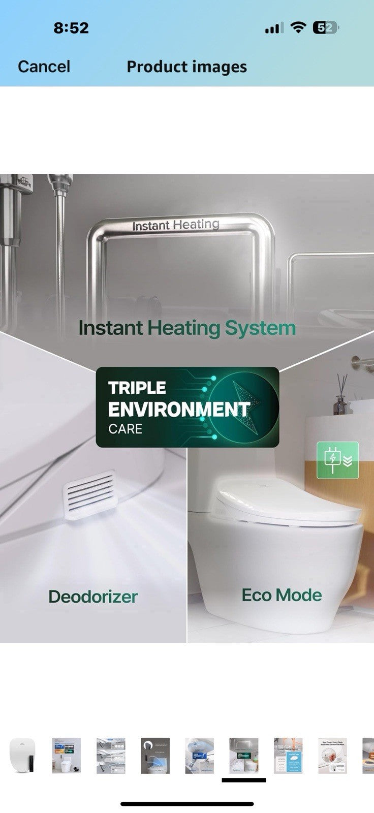Coway Electronic Bidet Elongated Toilet Seat with Instantaneous Water Heating,