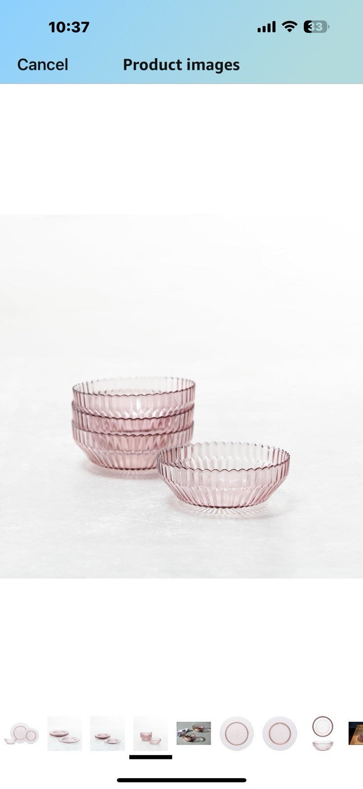 Fortessa Archie Glass 12 Piece Dinnerware Set, Service for 4, Pink