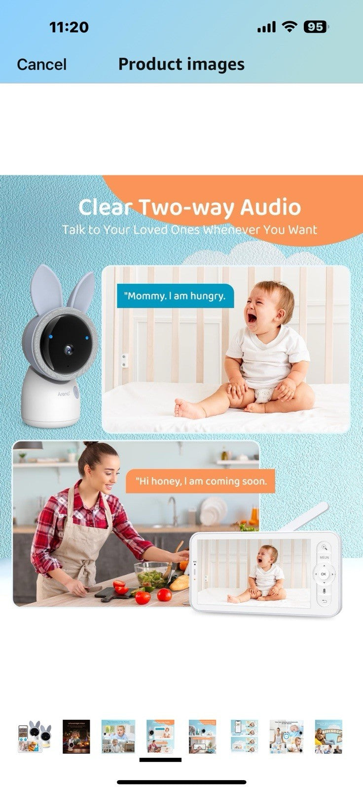 ARENTI Upgraded Smart 720P 5" HD Split-Screen Baby Monitor,4MP 2.4G&5G