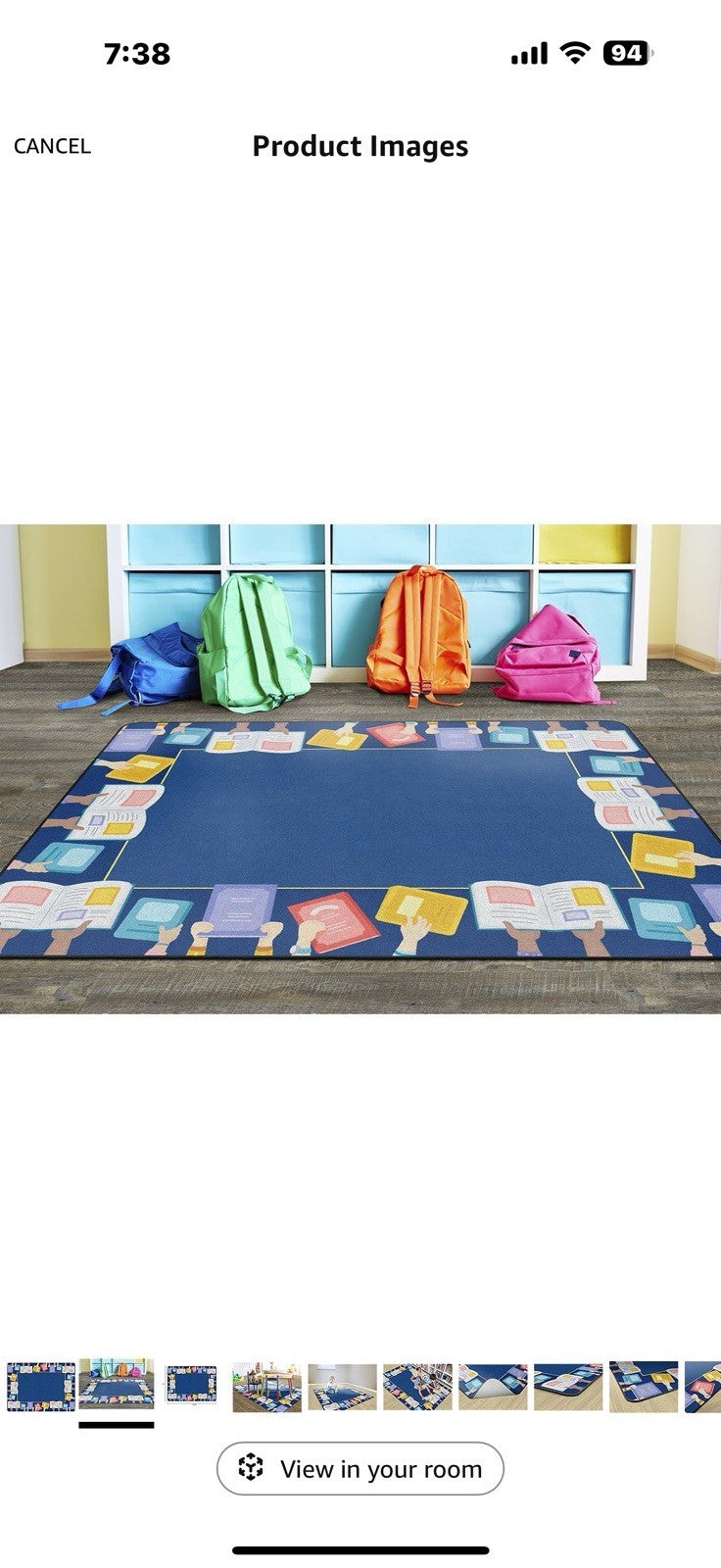 Flagship Carpets Book Border Multicolor Children's Educational Rug for 6' x 8'4"