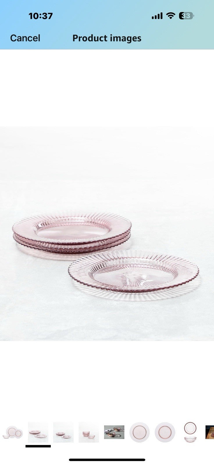 Fortessa Archie Glass 12 Piece Dinnerware Set, Service for 4, Pink