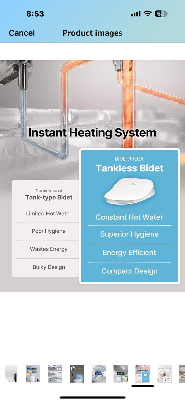 Coway Electronic Bidet Elongated Toilet Seat with Instantaneous Water Heating,