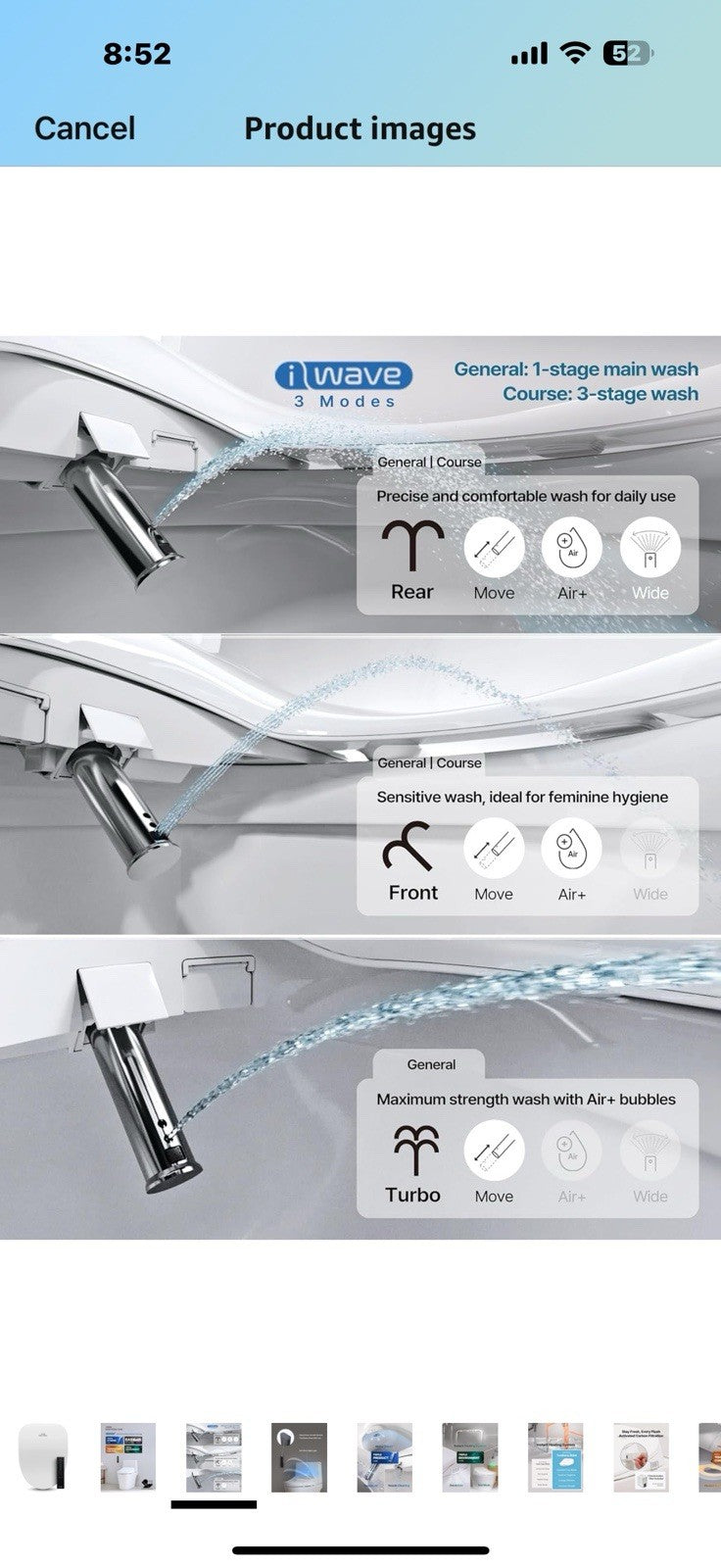 Coway Electronic Bidet Elongated Toilet Seat with Instantaneous Water Heating,