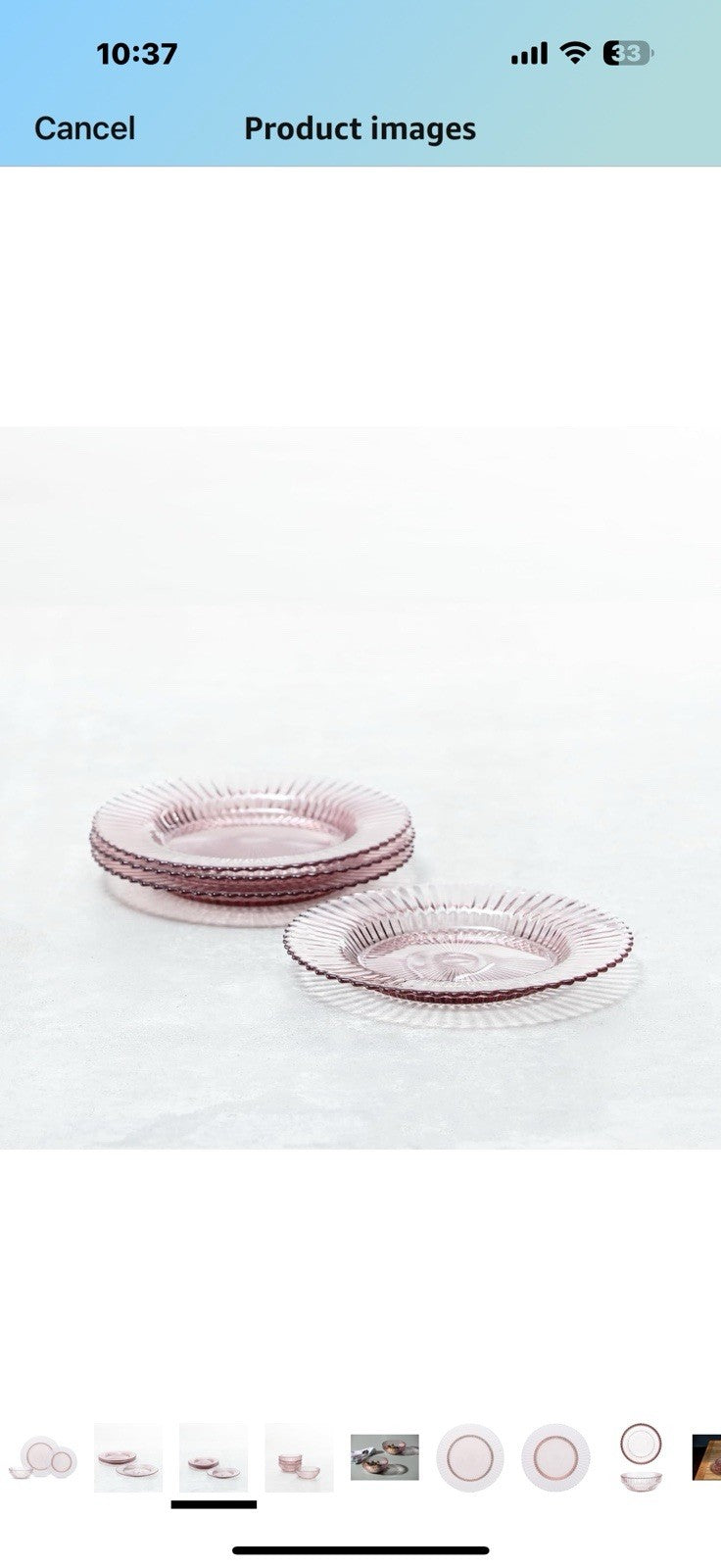 Fortessa Archie Glass 12 Piece Dinnerware Set, Service for 4, Pink