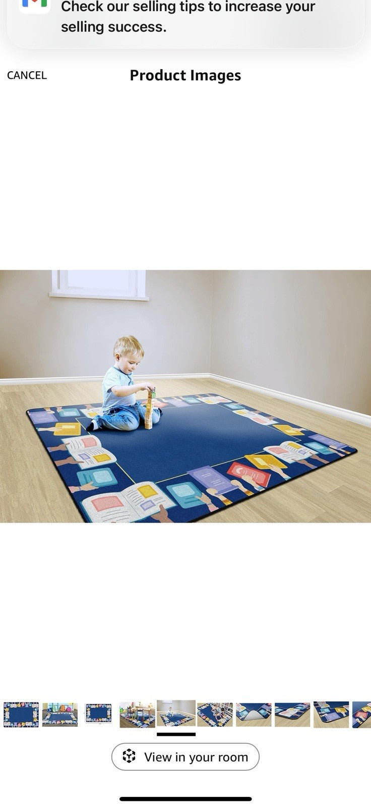 Flagship Carpets Book Border Multicolor Children's Educational Rug for 6' x 8'4"