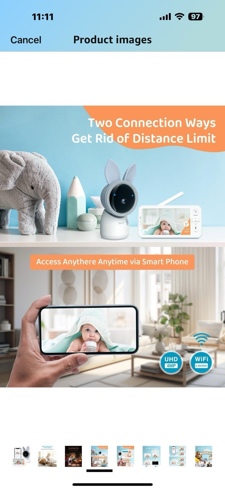 ARENTI Upgraded Video Baby Monitor,4MP 5" HD 2.4G&5G WiFi Baby Monitor