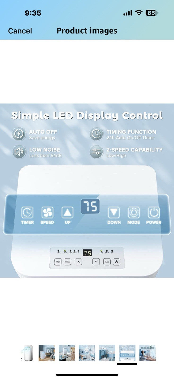 ZAFRO 10,000 BTU Portable Air Conditioner with Cool Dehumidify & Fan Modes